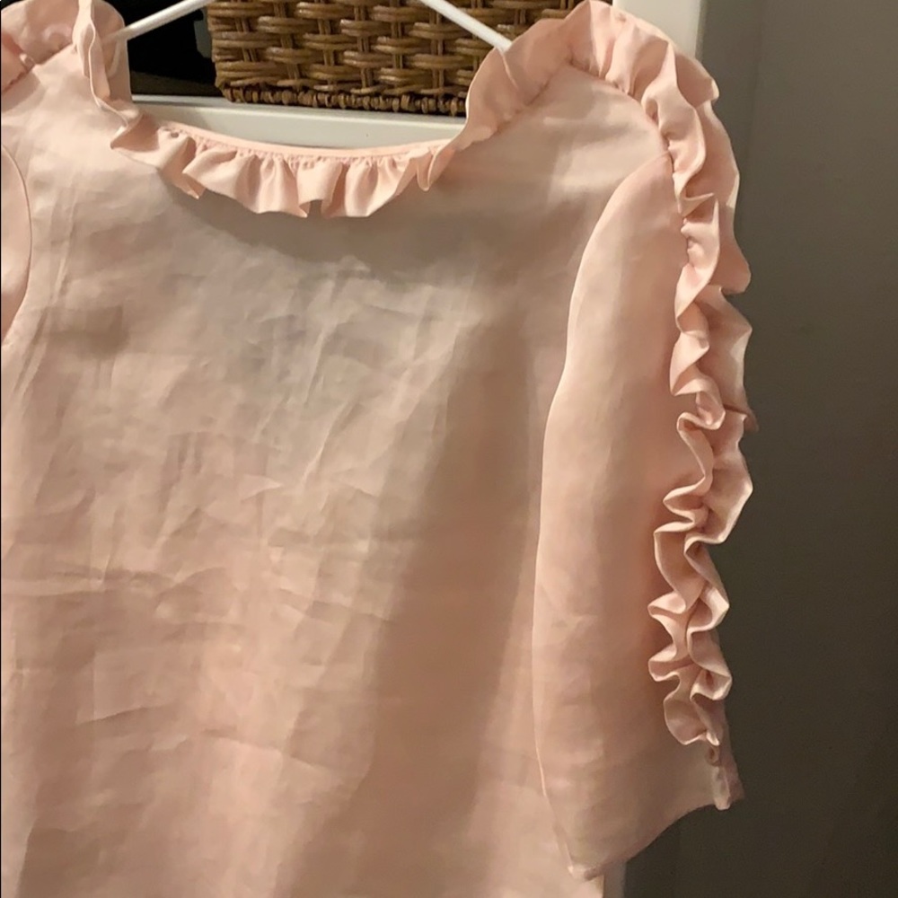 J Crew Collection Blush Ruffle Blouse, 2 - Picture 2 of 5
